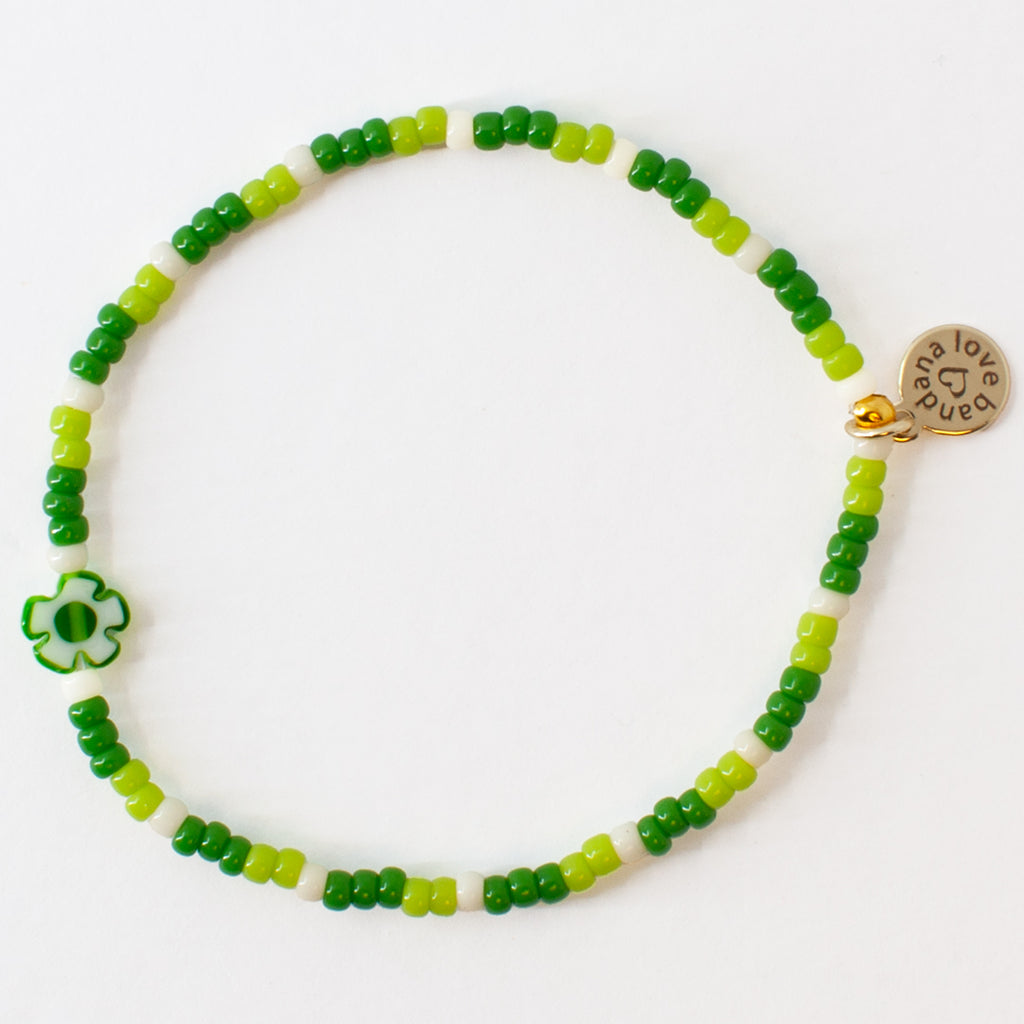 Millefiori Flower in Meadow Greens Mini Candi Beads