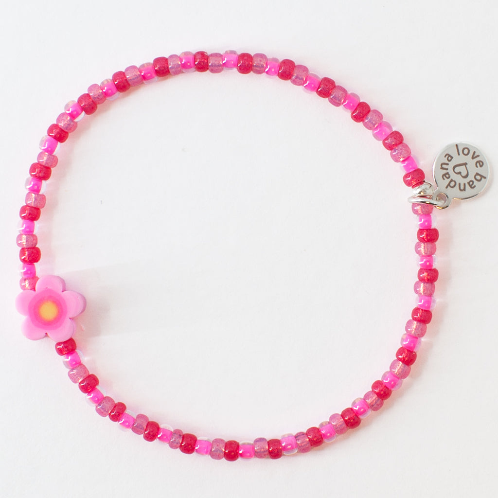 Pink Polymer Flower in Pretty in Pink Mini Candi Beads