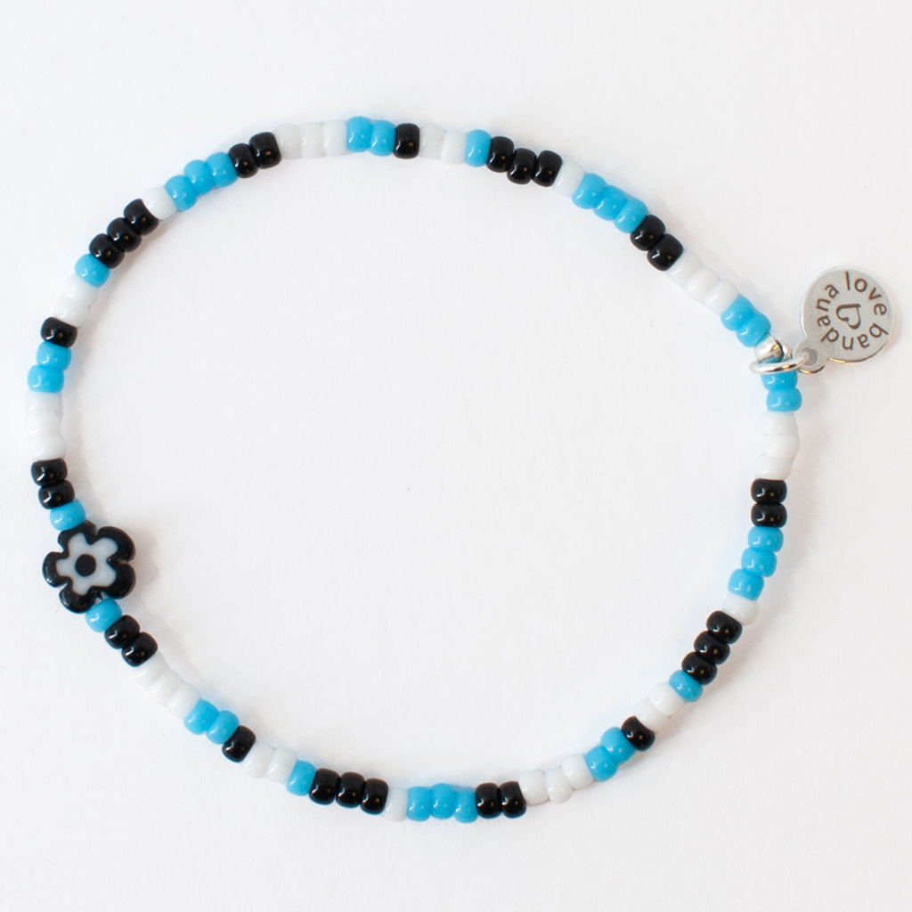 Millefiori Flower in Turquoise and Black Mini Candi Beads