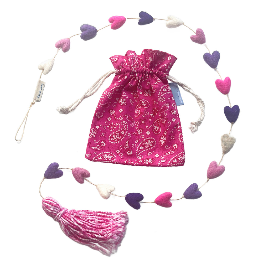 Pink, Ivory, and Purple Hearts Heart String