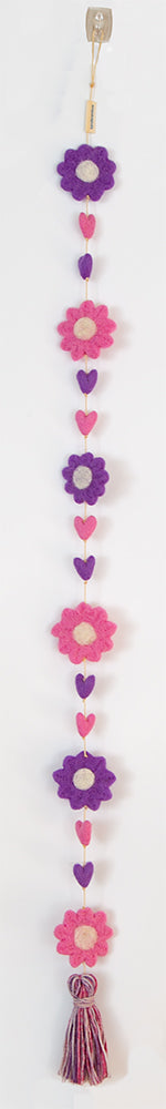 Pink and Lavender Daisies Heart String