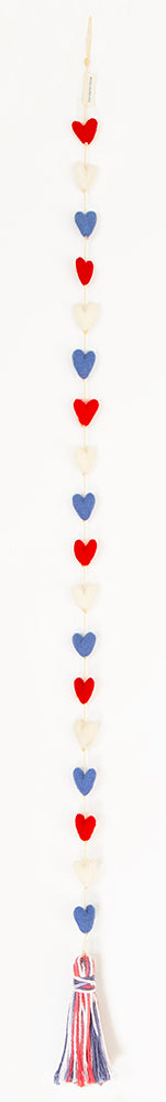 Red White and Blue Hearts Heart String